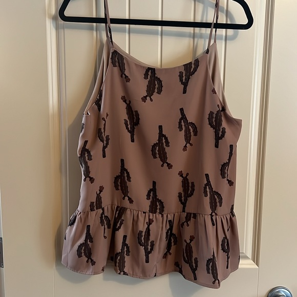 Spaghetti Strap Cactus Print Top - Picture 3 of 5